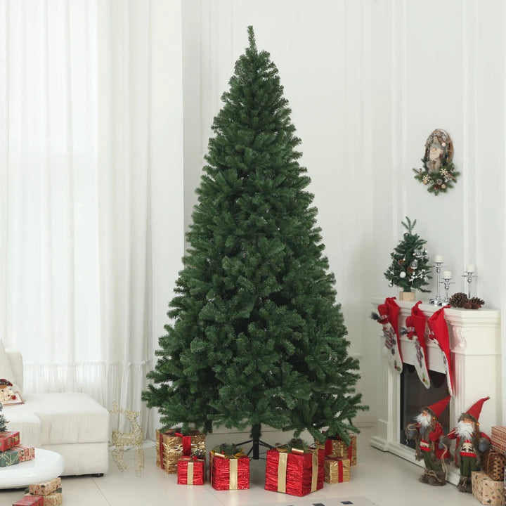 9ft Full 2132-Tip Unlit Classic Style Artificial Christmas Holiday Fake Tree Xmas Decor, Green