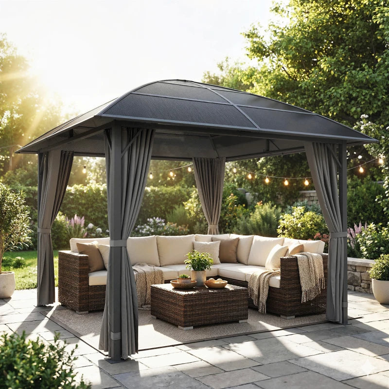 10' x 10' Outdoor Hardtop Gazebo Canopy with UV50+ Roof - Durable Patio Shelter