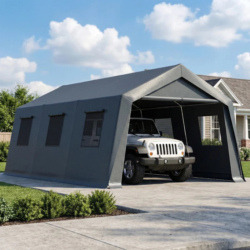 20 x 13 Ft Portable Carport Shelter - Weather-Resistant Steel Frame Garage