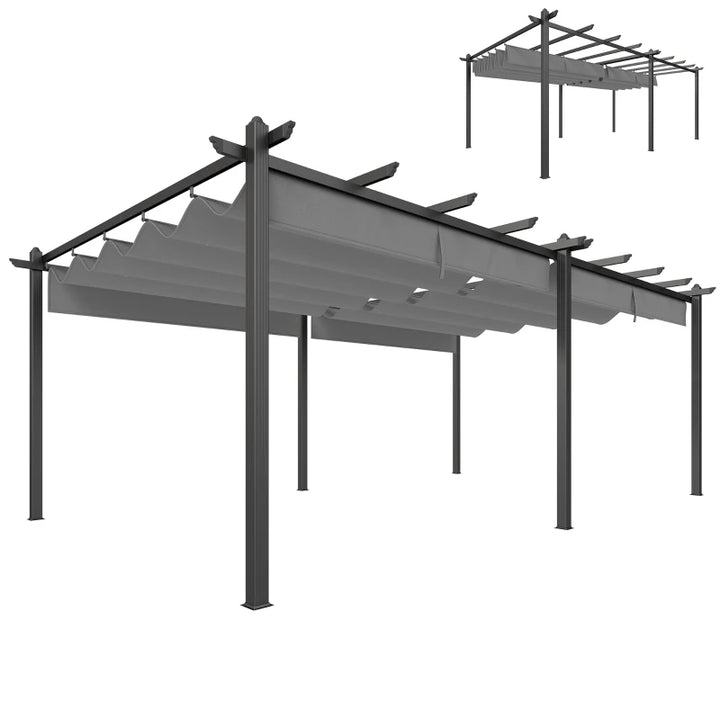 Retractable Pergola Canopy Aluminum Frame - Adjustable Outdoor Shade