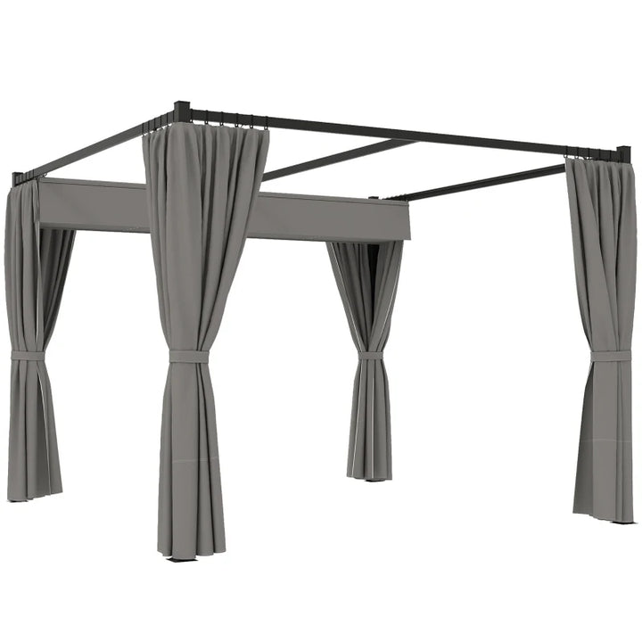Retractable Pergola Canopy with Sidewalls - Adjustable Outdoor Sun Shade Shelter