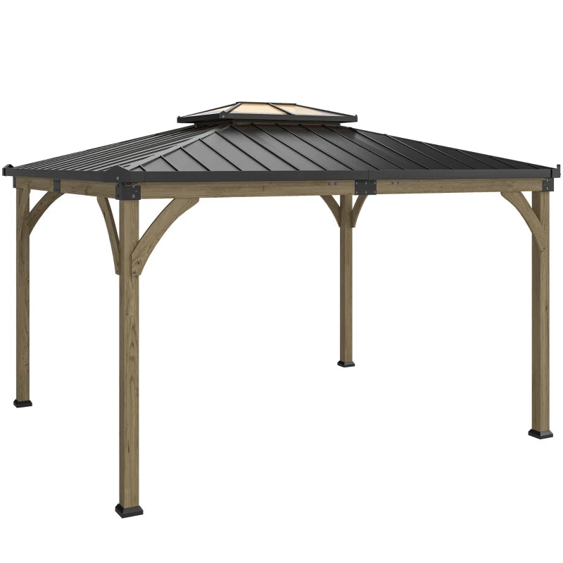 Hardtop Gazebo Canopy 12' x 14' - Galvanized Steel Roof with Wood Frame