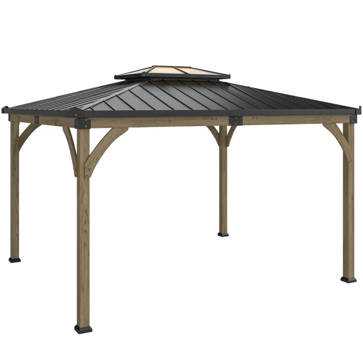 Hardtop Gazebo Canopy 12' x 14' - Galvanized Steel Roof with Wood Frame