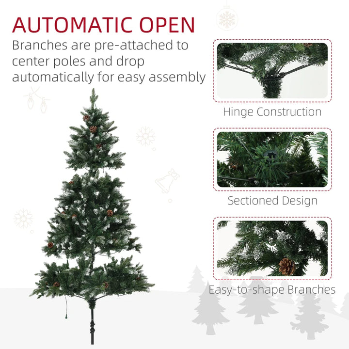 NEW 7ft Full 1460-Tip Prelit Artificial Tree, 450 LED Dual Colour Lights, Christmas Holiday, Green