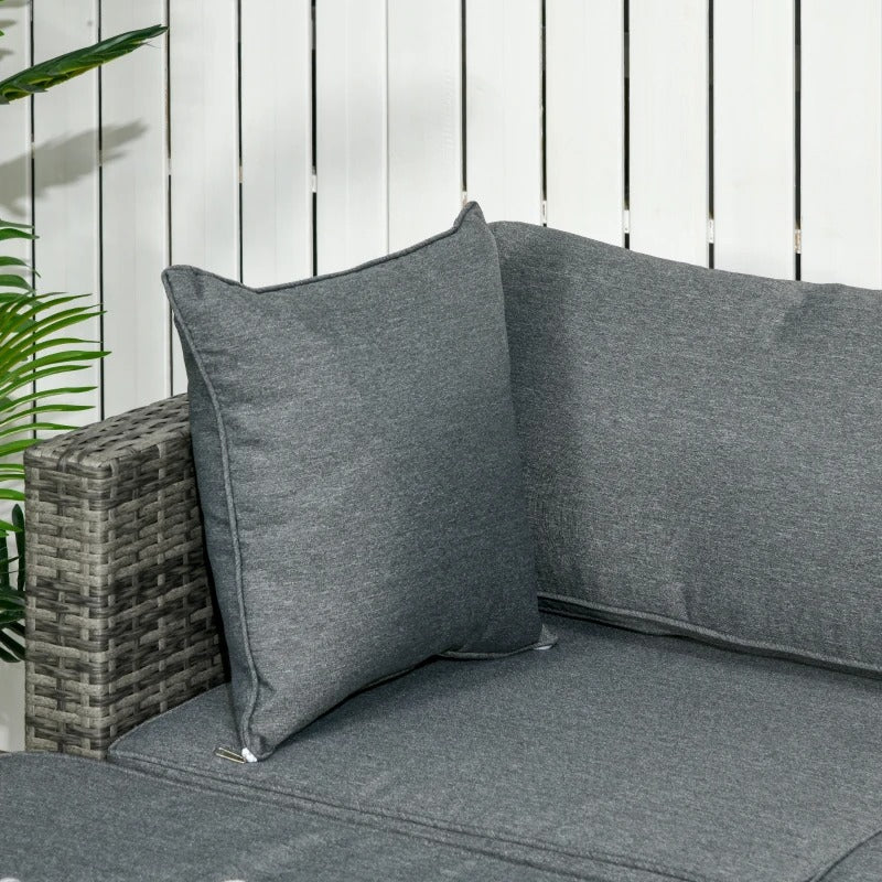 6pc PE Rattan Wicker Conversation Sectional Outdoor Sofa Patio Garden Set w Cushions, Mix Grey