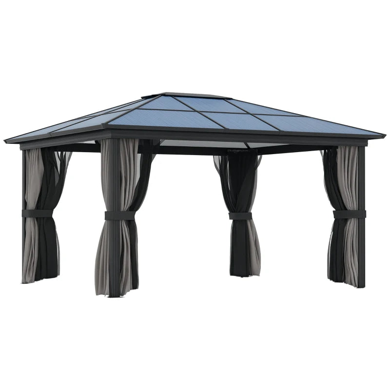 12' x 15' Hardtop Gazebo Canopy - Durable Polycarbonate Roof & Protective Curtains