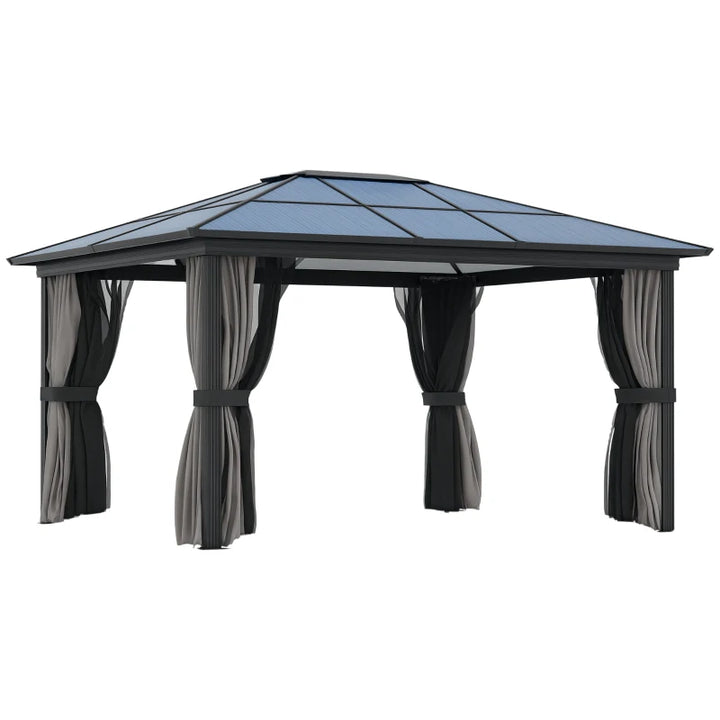 12' x 15' Hardtop Gazebo Canopy - Durable Polycarbonate Roof & Protective Curtains
