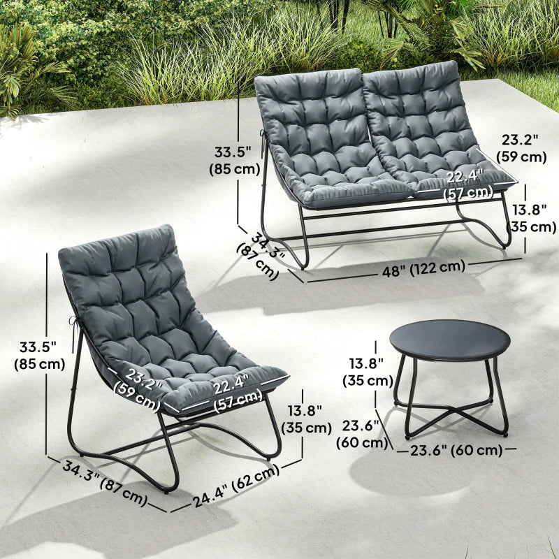 4 Piece Patio Furniture Set with Loveseat, Chairs and Round Table - Durable Outdoor Conversation Set