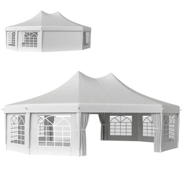 Decagonal Wedding Event Party Tent - Large Durable Outdoor Canopy with Removable Walls
