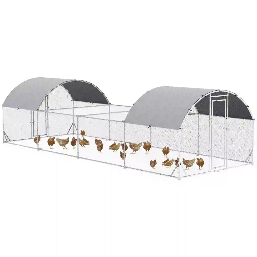 24.9' x 9.2' x 6.4' Large Galv Steel Chicken Run Outdoor Coop Cage Shelter for Pet Fence Yard