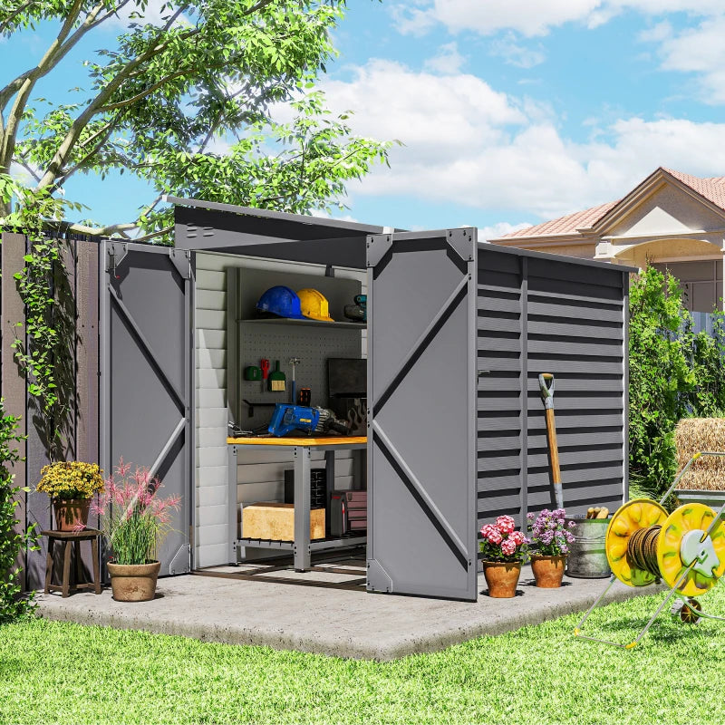 Steel Outdoor Storage Shed 4.6'x9' - Weather Resistant Lockable Garden Tool Shed