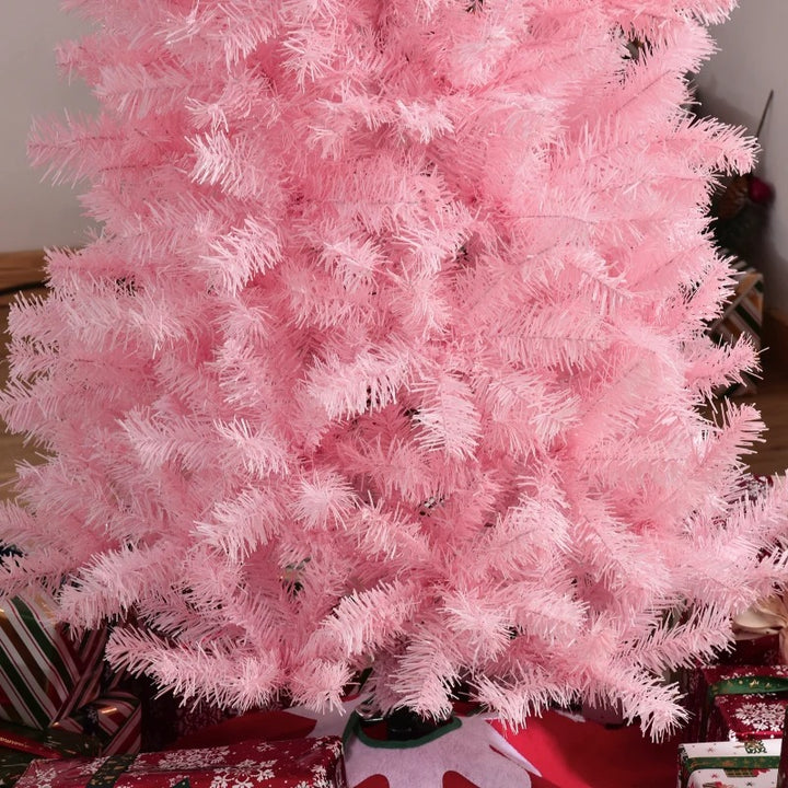 7ft 818-Tip Unlit Pencil Artificial Christmas Holiday Tree w/ Metal Base, Xmas Decor – Pink