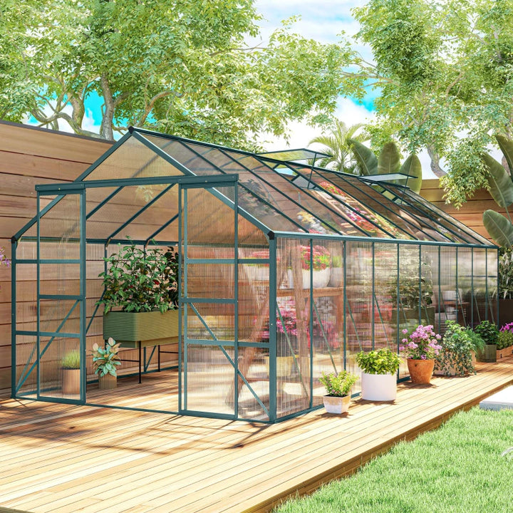 Aluminum Polycarbonate Walk-In Garden Greenhouse - Year-Round Plant Protection