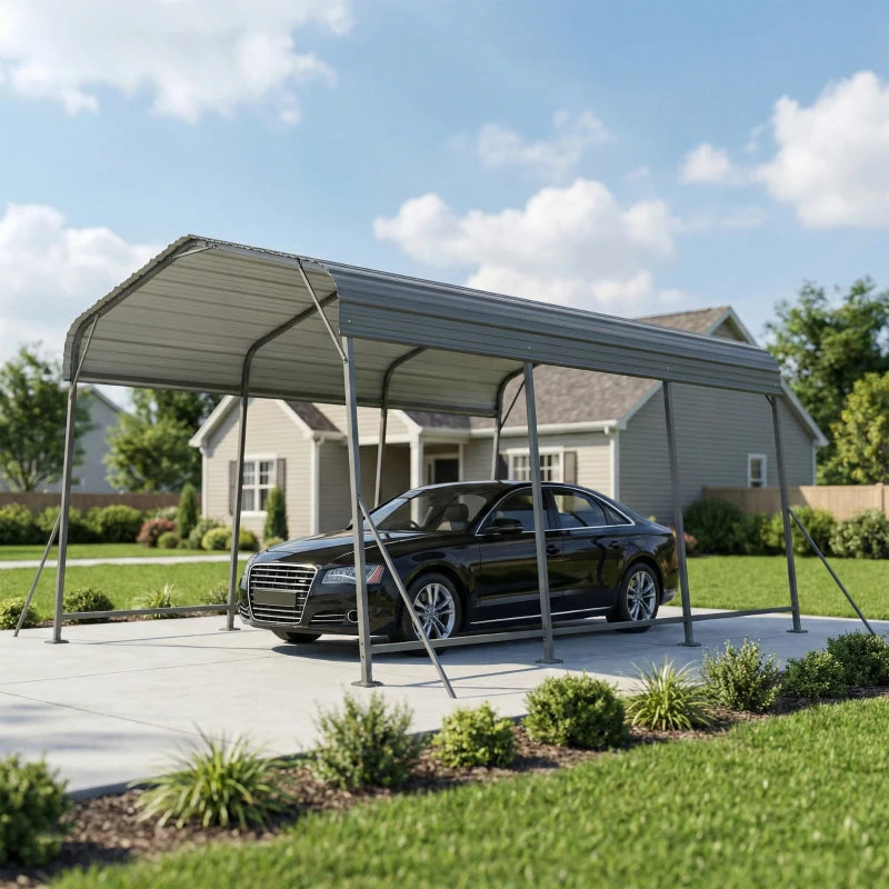 Heavy Duty 11 x 15 ft Metal Carport Canopy - Weather Resistant Outdoor Shelter