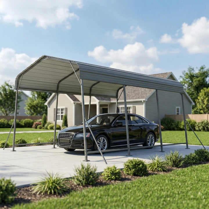 Heavy Duty 11 x 15 ft Metal Carport Canopy - Weather Resistant Outdoor Shelter