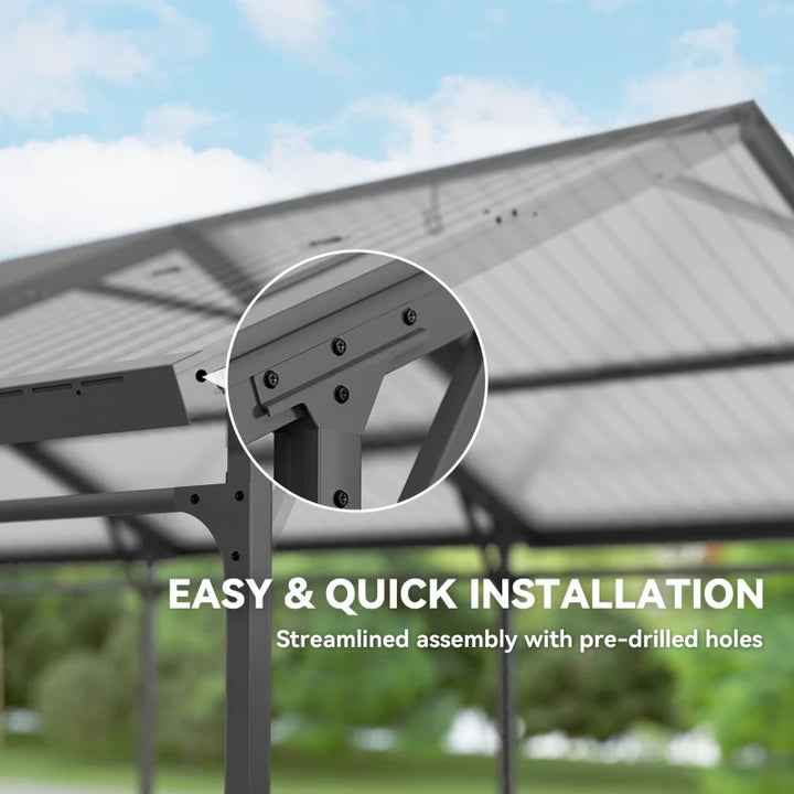 Heavy-Duty 10 x 15ft Metal Carport Canopy - Reinforced Steel Frame & All-Weather Protection