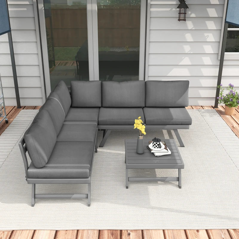Convertible Outdoor Corner Garden Set 4-Piece - Modular Patio Furniture with Adjustable Recliner