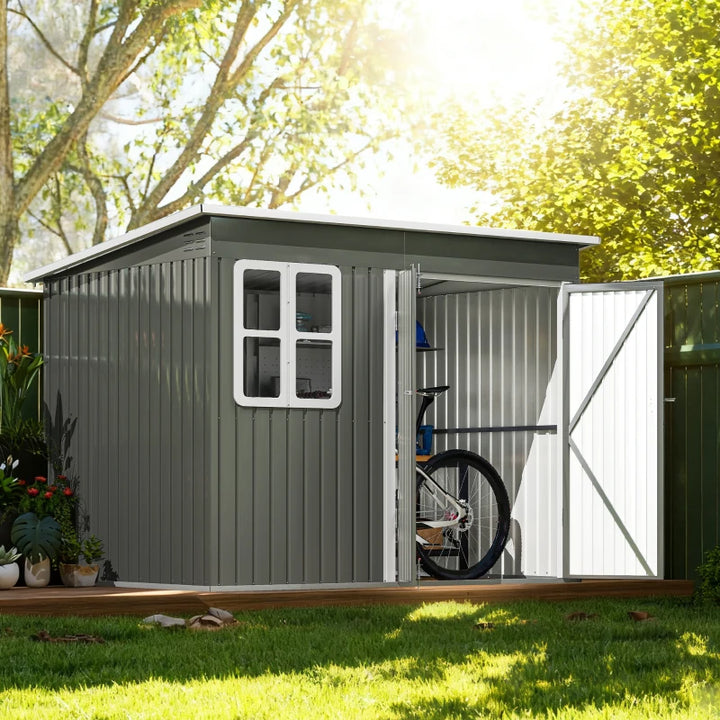 Galvanized Steel Outdoor Storage Shed 8.5' x 6' - Durable Weather-Resistant Garden Storage
