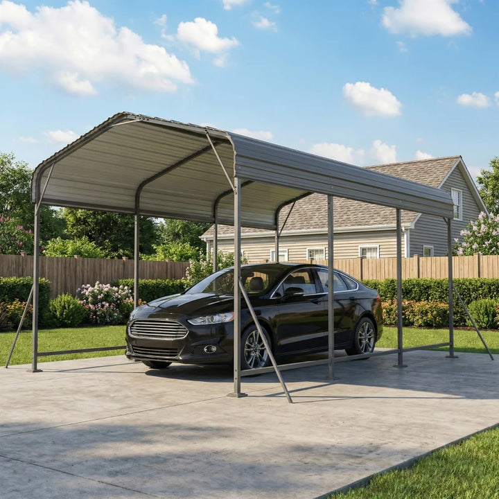 10 x 15 FT Metal Carport Canopy - Heavy Duty Weather Resistant Vehicle Shelter