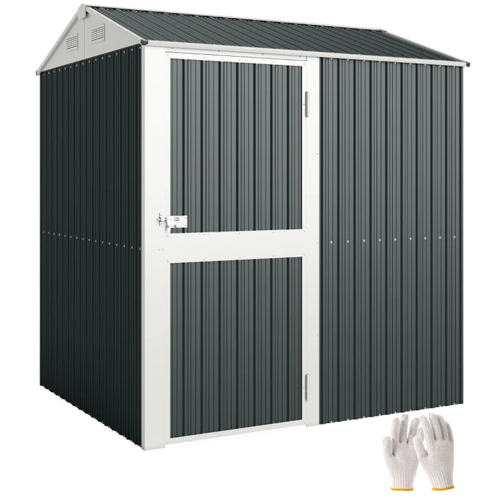 7' x 6' Tall Outdoor Storage Shed - Waterproof Lockable Metal Garden Storage