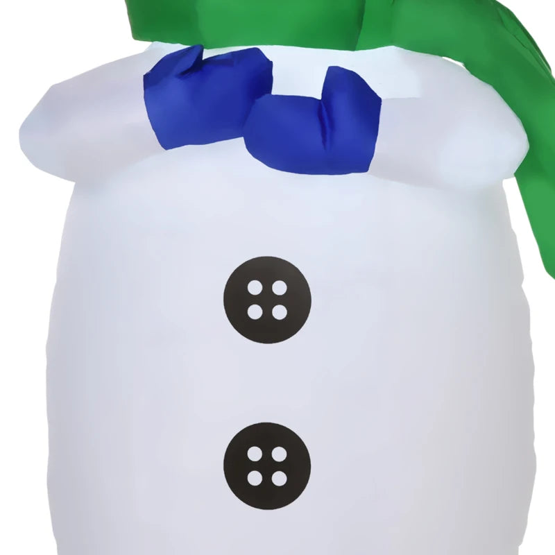 4ft Inflatable Holiday Christmas Outdoor Blow Up Decoration w Light, White Snowman, Green Scarf