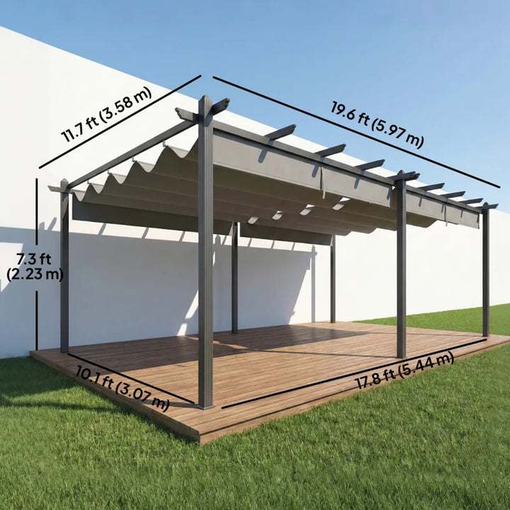 Retractable Pergola Canopy Aluminum Frame - Adjustable Outdoor Shade