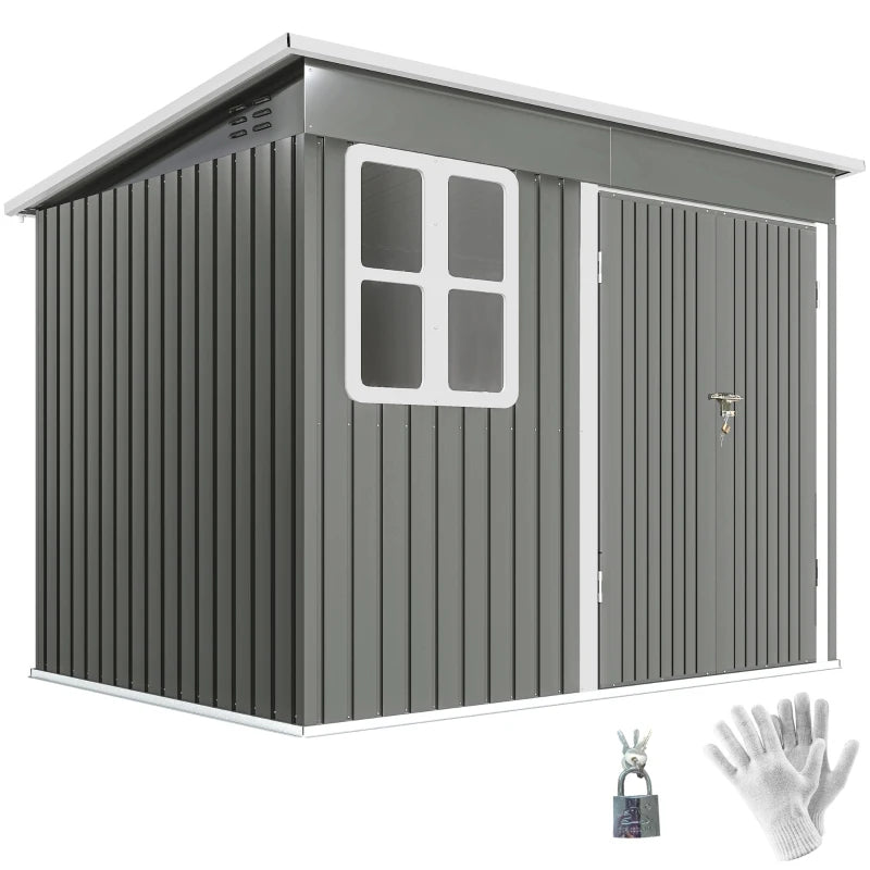 Galvanized Steel Outdoor Storage Shed 8.5' x 6' - Durable Weather-Resistant Garden Storage
