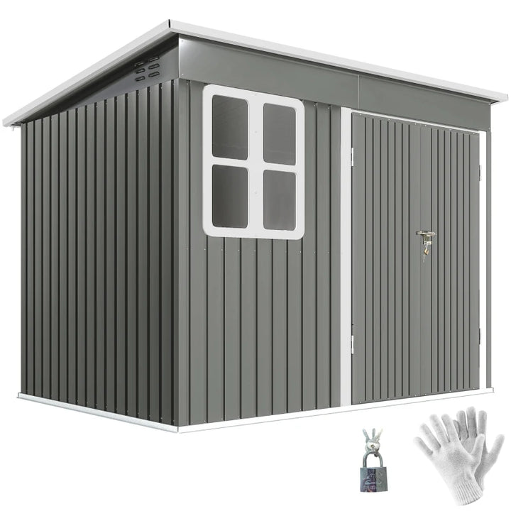 Galvanized Steel Outdoor Storage Shed 8.5' x 6' - Durable Weather-Resistant Garden Storage