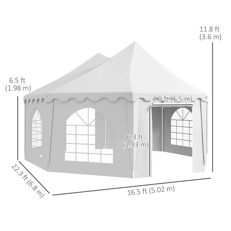 22.3' x 16.4' Deluxe High-Ceiling Outdoor Wedding Party Event Tent Patio Gazebo Canopy - White