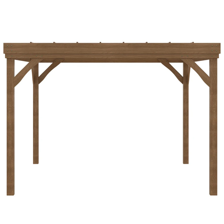 12' x 10' Wooden Outdoor Garden Patio Pergola Trellis for Grapes, Climbing Plant, Stained Brown