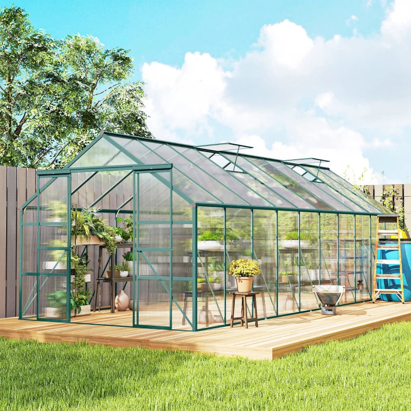 Aluminum Polycarbonate Walk-In Garden Greenhouse - Year-Round Plant Protection