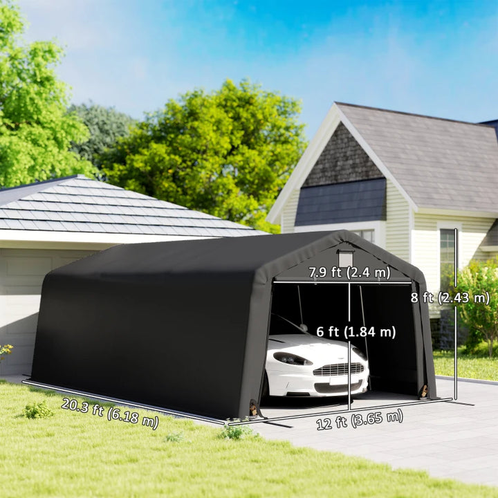 12' x 20' Portable Garage Canopy - Heavy Duty Weatherproof Car Shelter