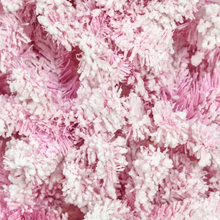 7.5ft 800-Tip Snow Flocked Unlit Artificial Pencil Christmas Holiday Tree, Xmas Decor, Pink
