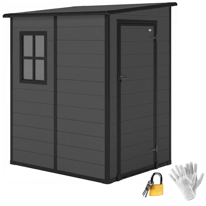 4'x5' Garden Storage Shed Lean-To - Lockable Weatherproof Outdoor Tool Storage