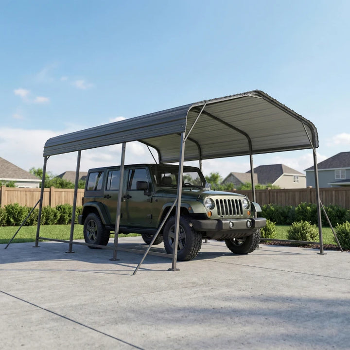 Heavy Duty 11 x 15 ft Metal Carport Canopy - Weather Resistant Outdoor Shelter