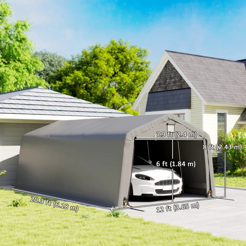 12' x 20' Portable Garage Canopy - Heavy Duty Car Shelter with Ventilation Windows
