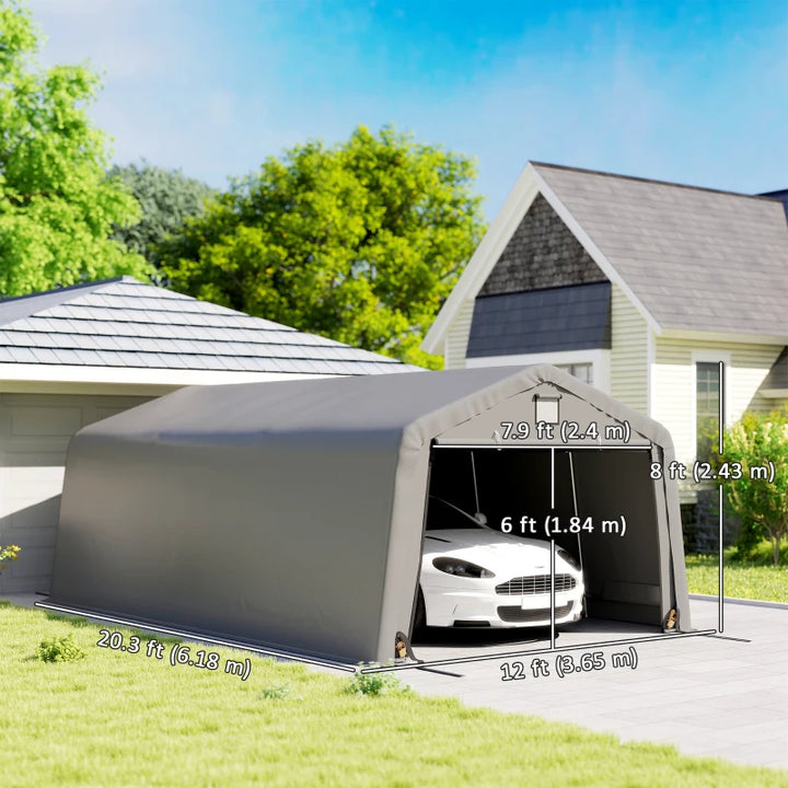 12' x 20' Portable Garage Canopy - Heavy Duty Car Shelter with Ventilation Windows
