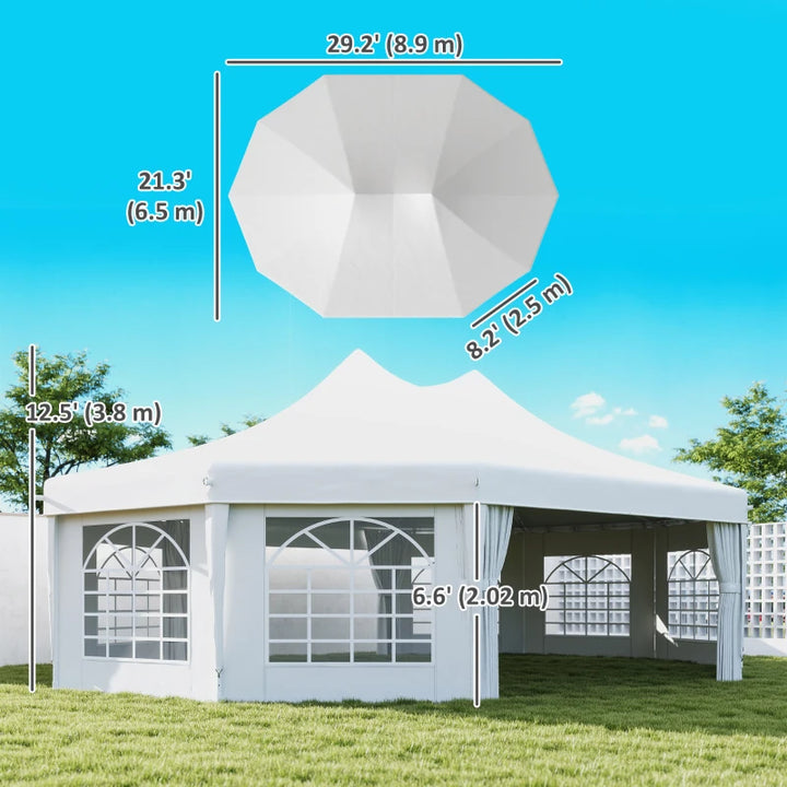 Decagonal Wedding Event Party Tent - Large Durable Outdoor Canopy with Removable Walls