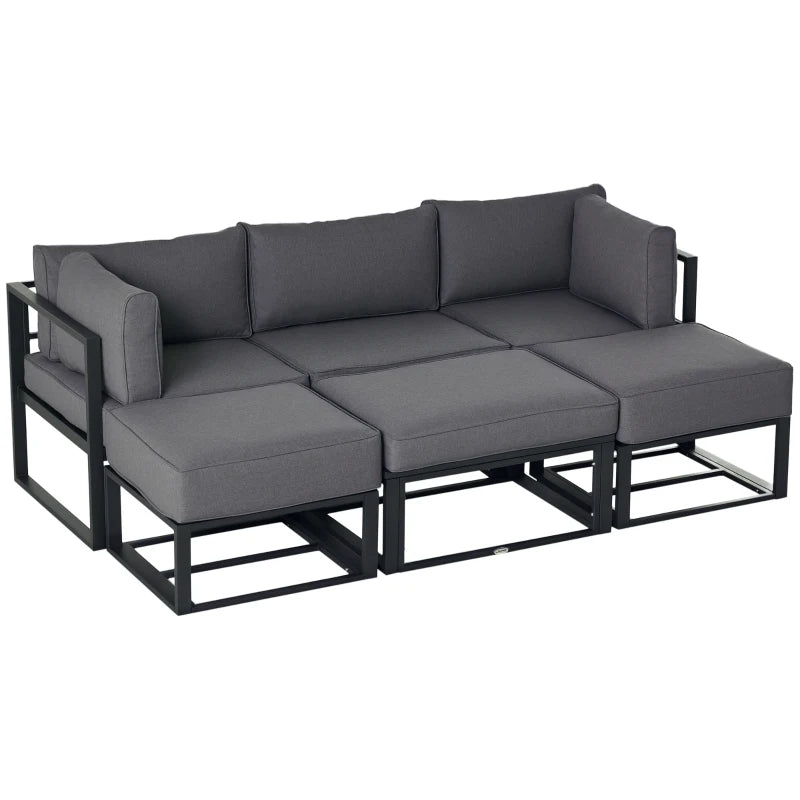 6 Pieces Patio Furniture Set Space-Saving Sectional Outdoor Daybed with Aluminum Frame and Thick Cushions