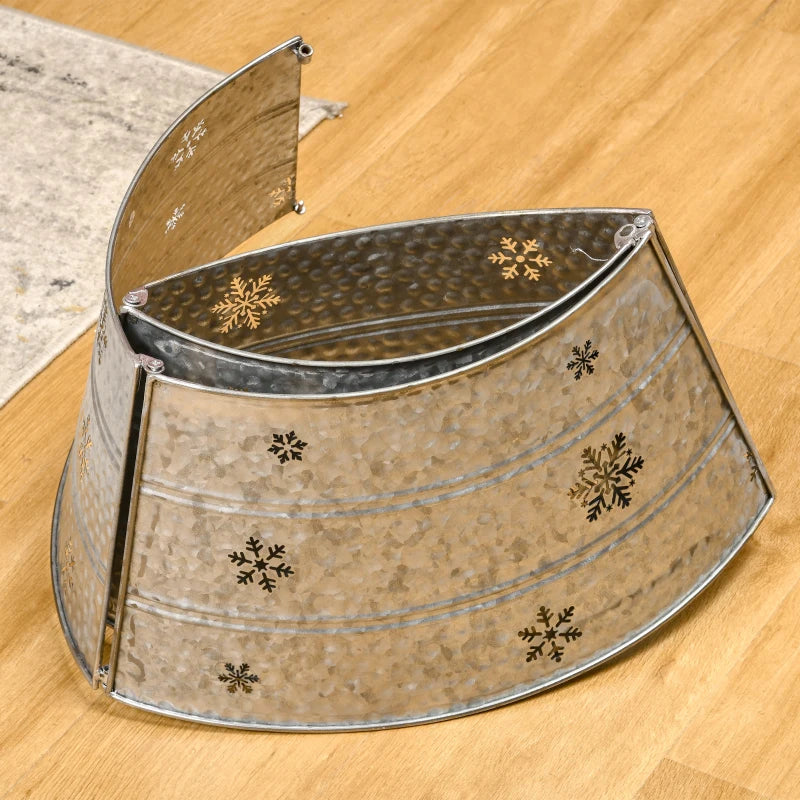 NEW 26" Rustic Metal Tree Skirt Collar Guard, Christmas Holiday Xmas Decor, Bare Steel w Snowflakes