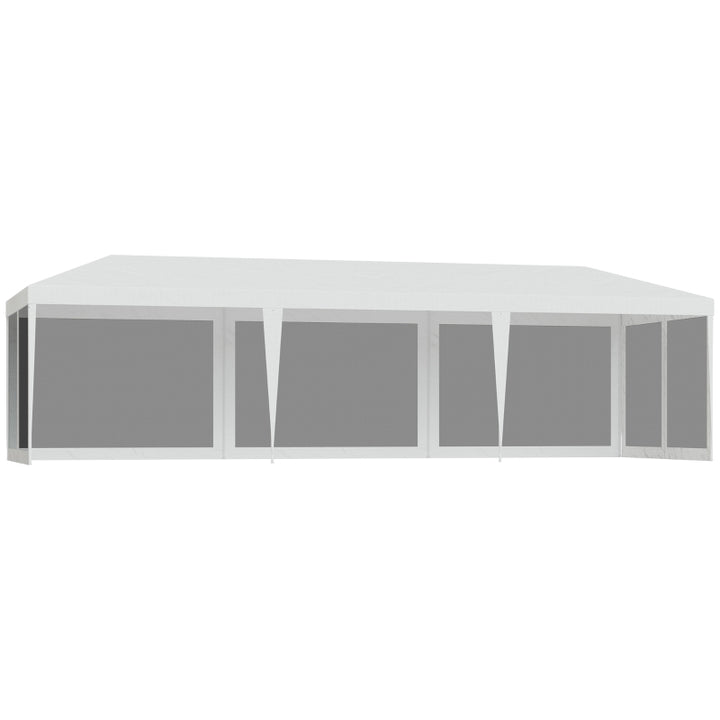 28' x 10' Portable Event Party Wedding Tent Outdoor Gazebo Canopy w 5 Walls, Windows, White