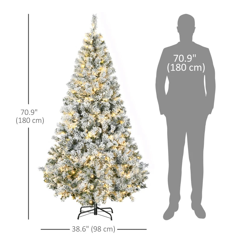 6ft 638-Tip Prelit Snow Flocked Artificial Christmas Holiday Tree w 220 Lights, Green