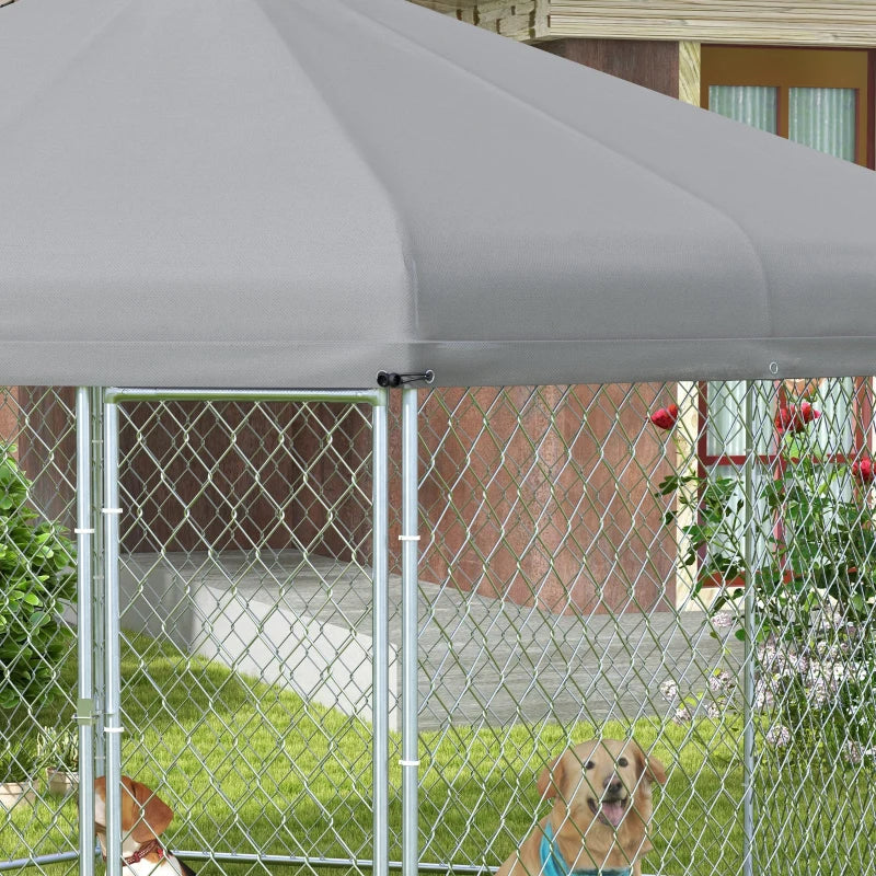 13.5' x 11.5' x 9' Galv Steel Dog House, Door, Roof, Playpen Kennel Shelter Heavy Duty Outdoor