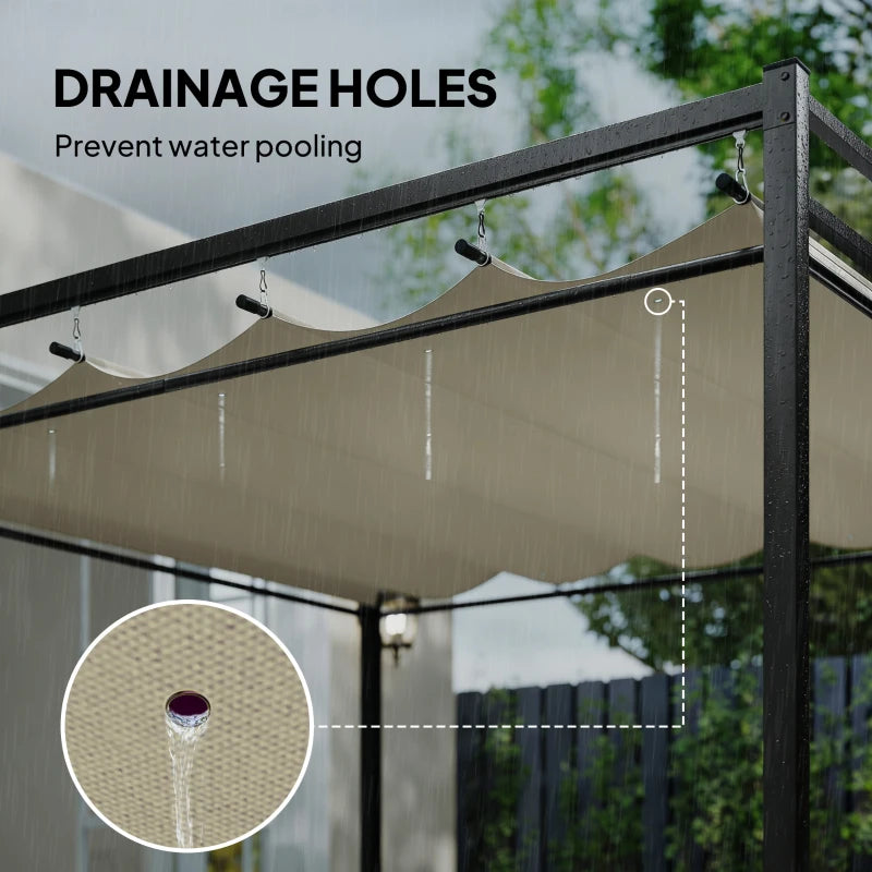 10' x 10' Outdoor Gazebo Retractable Pergola Canopy with Curtains - Durable UPF30+ Metal Pergola Kit