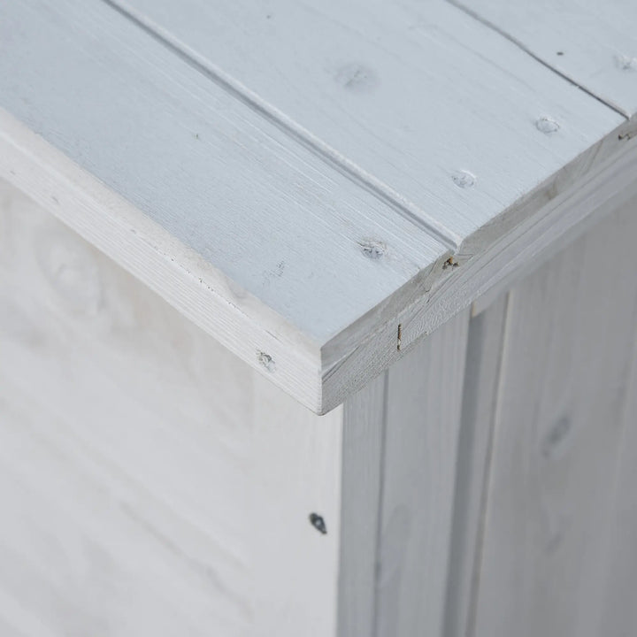 50" 75 Gal Fir Wood Deck Box Storage Bin Container for Cushions Tools Outdoor Patio, White Stain