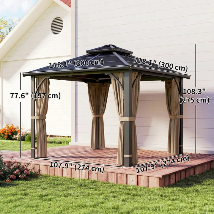 10' x 10' Hardtop Gazebo with Polycarbonate Roof - Durable Outdoor Patio Shelter