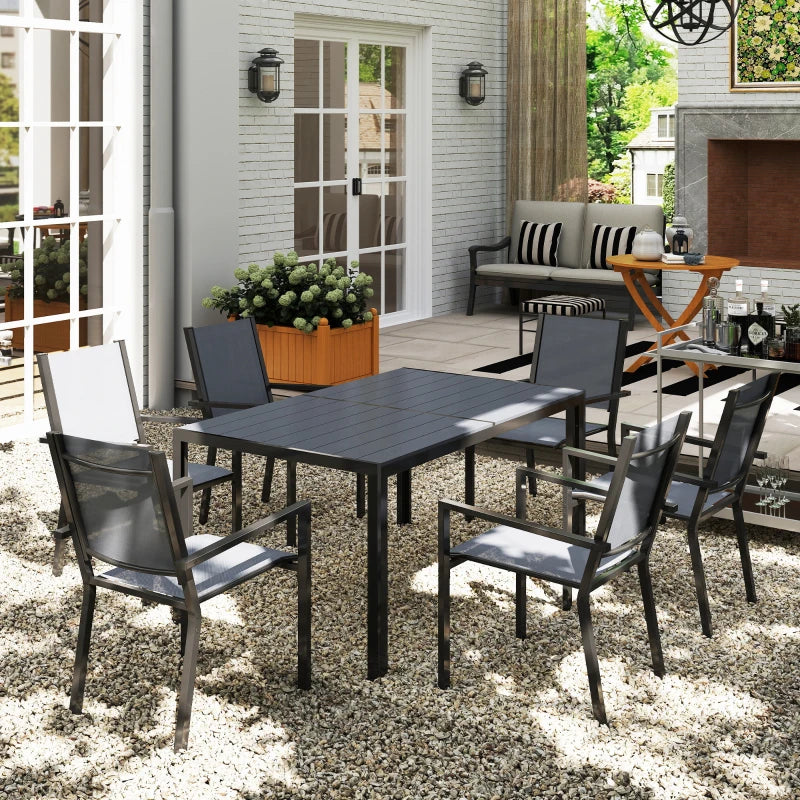 7 Piece Outdoor Dining Set with Stackable Chairs - Durable Rust-Resistant Patio Furniture