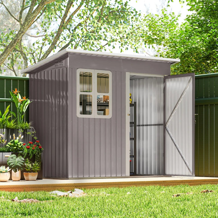Galvanized Steel Outdoor Storage Shed - Secure Garden Storage with Ventilation