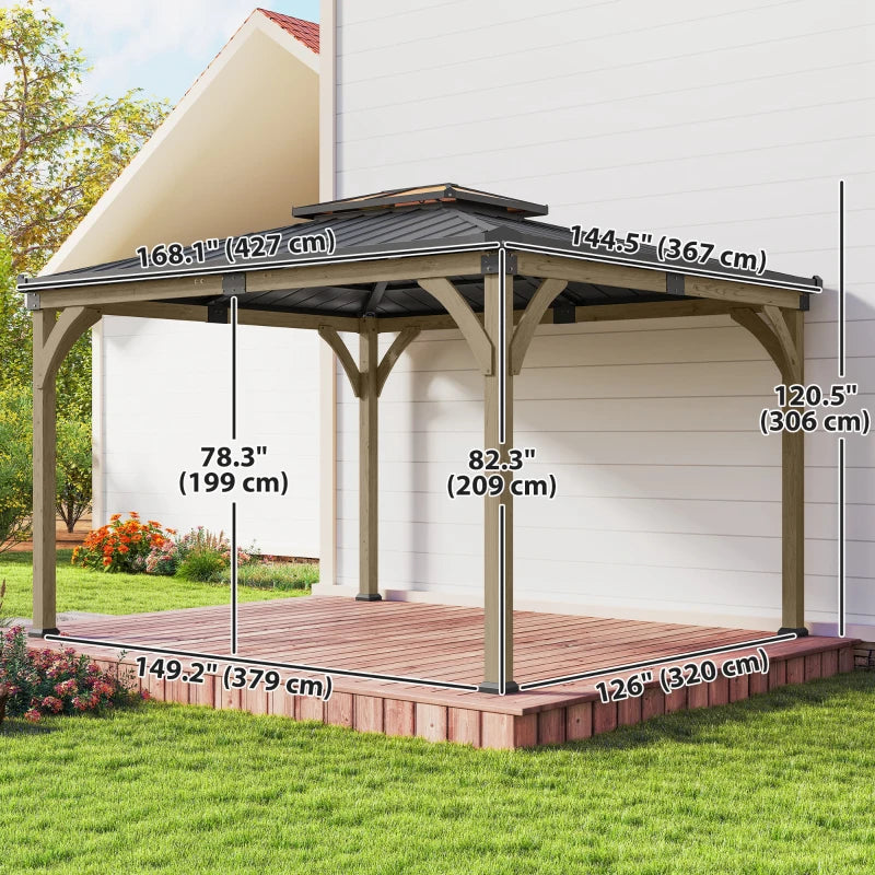 Hardtop Gazebo Canopy 12' x 14' - Galvanized Steel Roof with Wood Frame