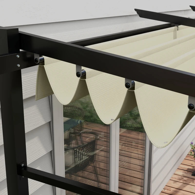 Retractable Metal Pergola with Sliding Roof Canopy - Adjustable Outdoor Shade 10' x 13'
